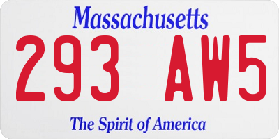 MA license plate 293AW5