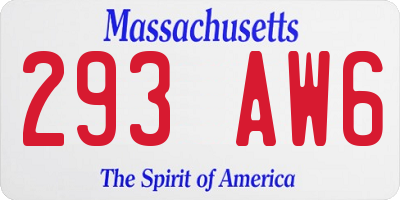 MA license plate 293AW6