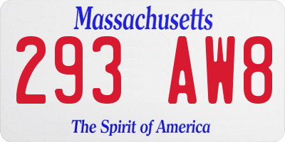 MA license plate 293AW8