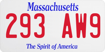 MA license plate 293AW9