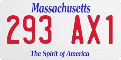 MA license plate 293AX1