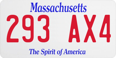 MA license plate 293AX4