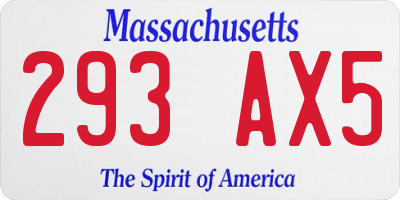 MA license plate 293AX5