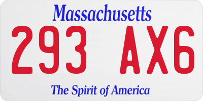 MA license plate 293AX6