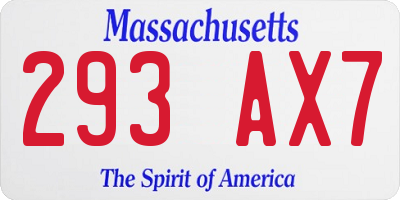 MA license plate 293AX7