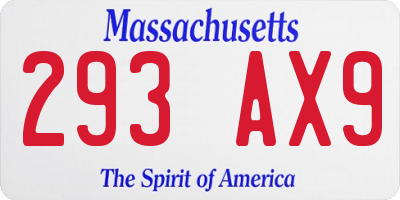 MA license plate 293AX9