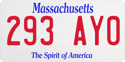 MA license plate 293AY0