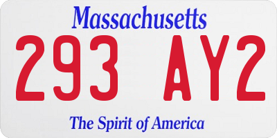 MA license plate 293AY2