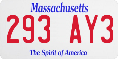 MA license plate 293AY3