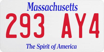 MA license plate 293AY4