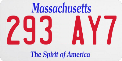 MA license plate 293AY7