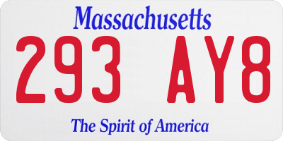 MA license plate 293AY8