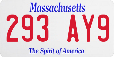 MA license plate 293AY9