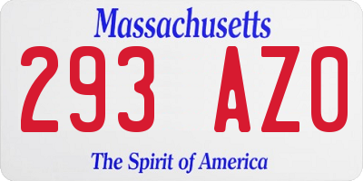 MA license plate 293AZ0