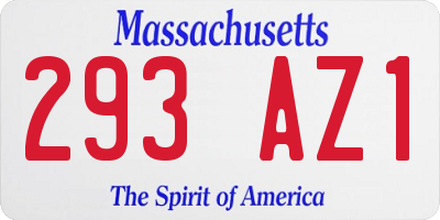 MA license plate 293AZ1