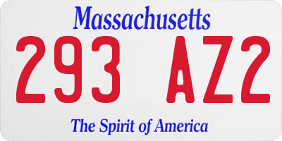 MA license plate 293AZ2