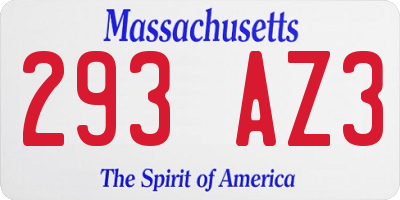 MA license plate 293AZ3