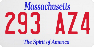 MA license plate 293AZ4