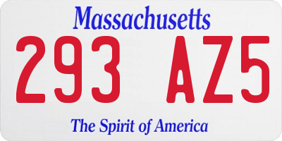 MA license plate 293AZ5