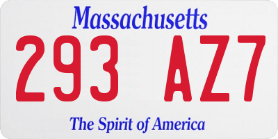 MA license plate 293AZ7