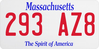 MA license plate 293AZ8