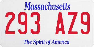 MA license plate 293AZ9