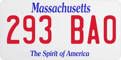 MA license plate 293BA0