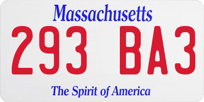 MA license plate 293BA3