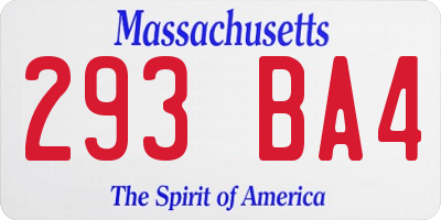 MA license plate 293BA4