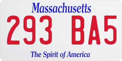 MA license plate 293BA5
