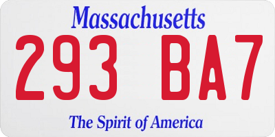 MA license plate 293BA7