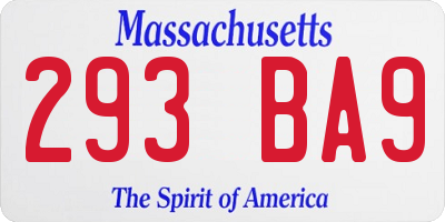 MA license plate 293BA9
