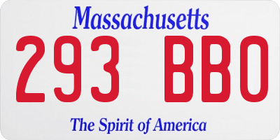 MA license plate 293BB0