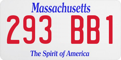 MA license plate 293BB1