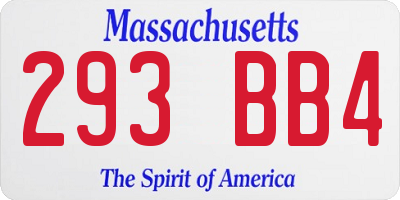 MA license plate 293BB4