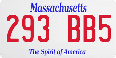 MA license plate 293BB5