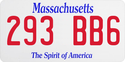 MA license plate 293BB6