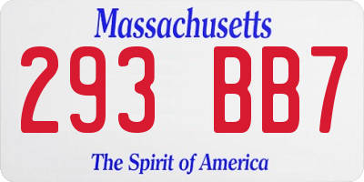 MA license plate 293BB7