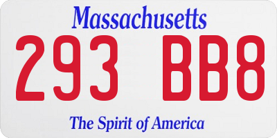 MA license plate 293BB8