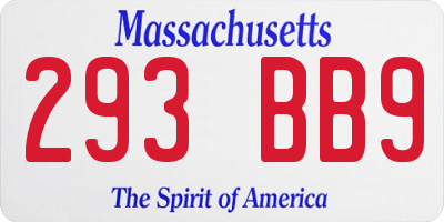 MA license plate 293BB9