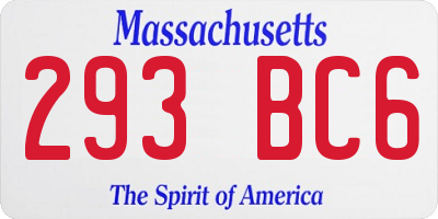 MA license plate 293BC6