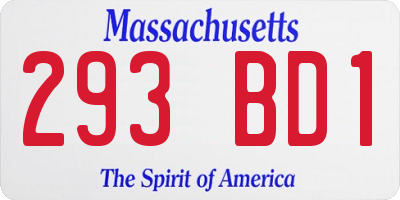 MA license plate 293BD1