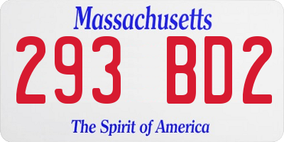 MA license plate 293BD2