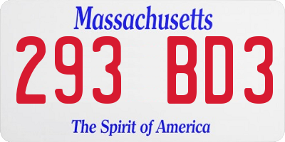 MA license plate 293BD3