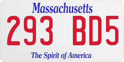 MA license plate 293BD5