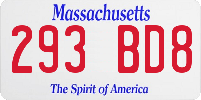 MA license plate 293BD8