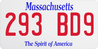 MA license plate 293BD9