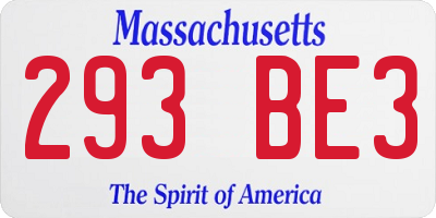 MA license plate 293BE3