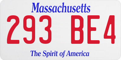 MA license plate 293BE4