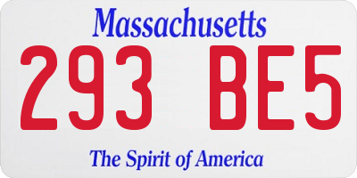 MA license plate 293BE5
